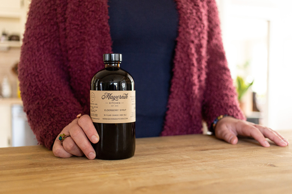 bottle of elderberry syrup