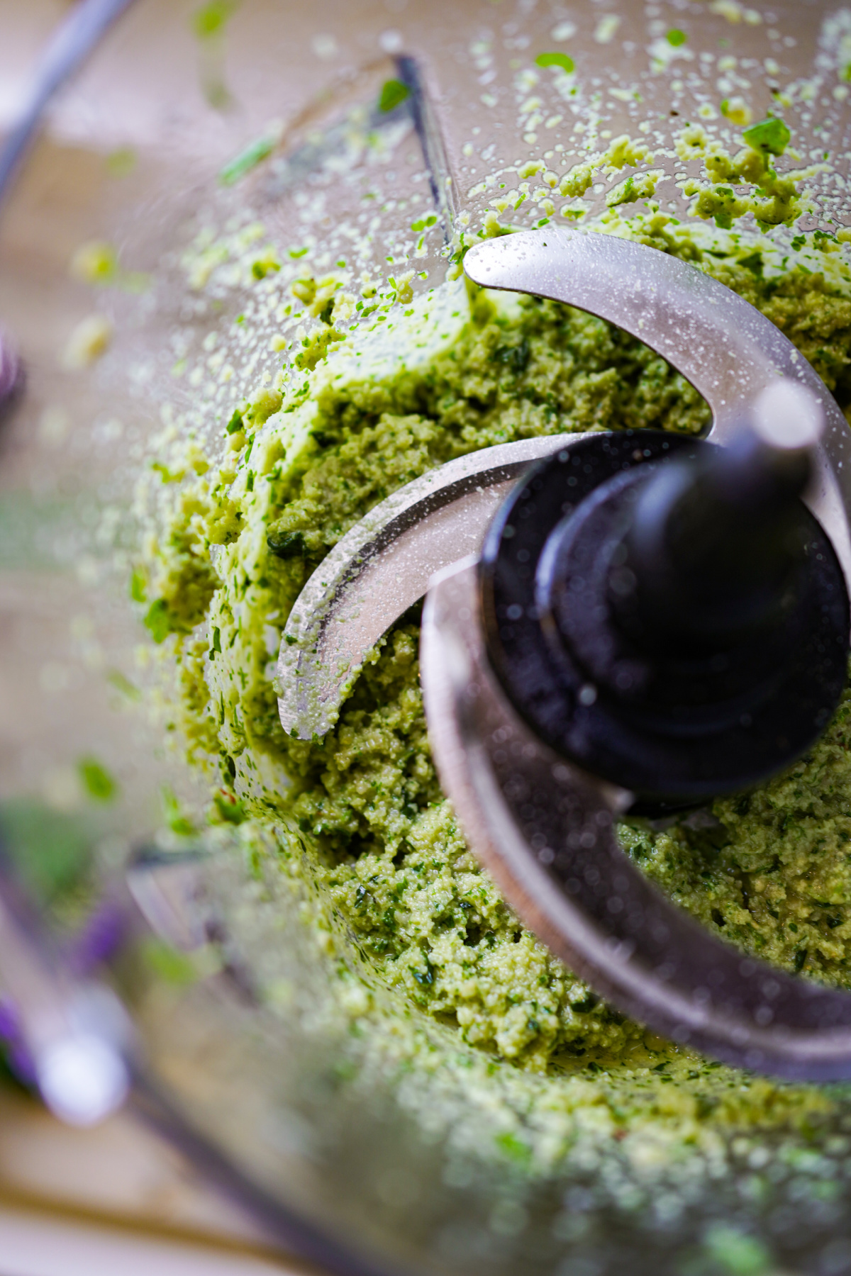 blending chickweed pesto