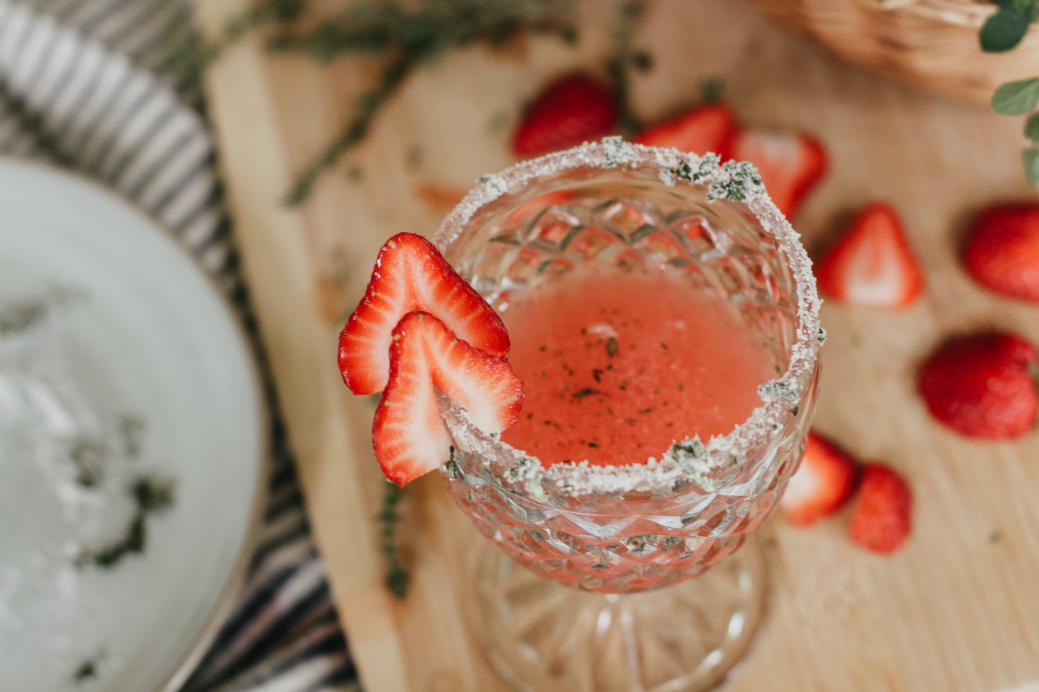 Herbal Sugar Rim on Botanical Cocktail by herbal academy mixology workshop