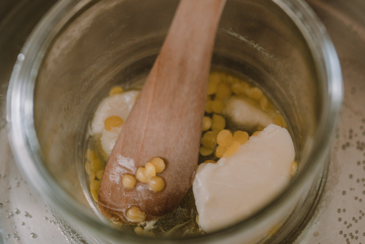 melting beeswax for diaper balm