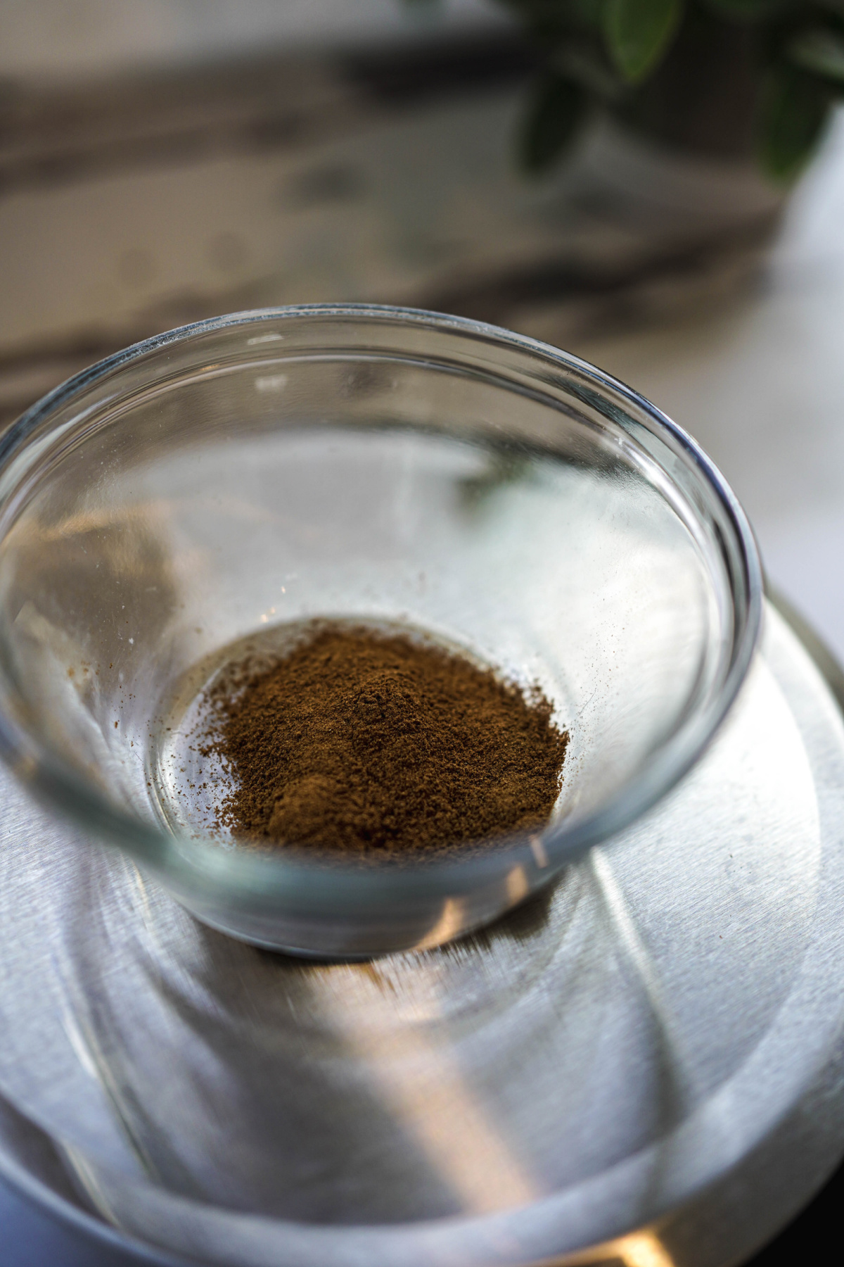 powdered cinnamon in a glass bowl