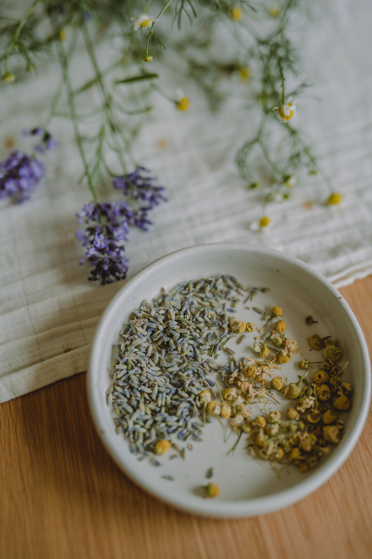 bowl of lavender and chamomile