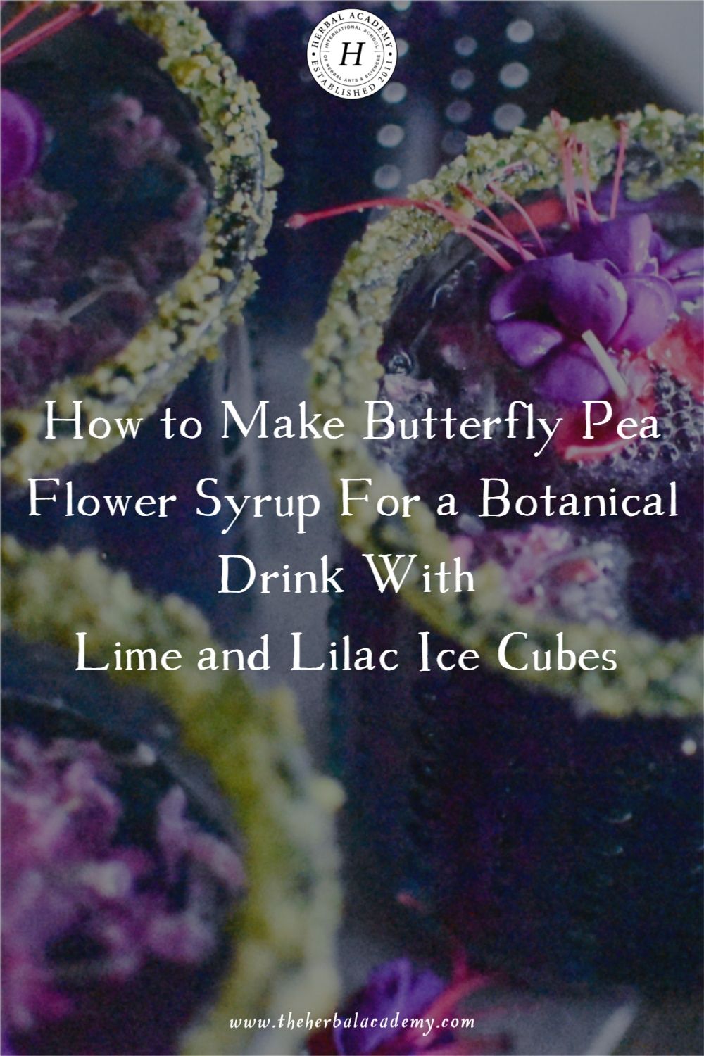 How to Make Butterfly Pea Flower Syrup For a Botanical Drink With Lime and Lilac Ice Cubes | Herbal Academy | Creating an herbal syrup with the brilliantly-hued butterfly pea flower is a perfect recipe to add to your summer drinks.
