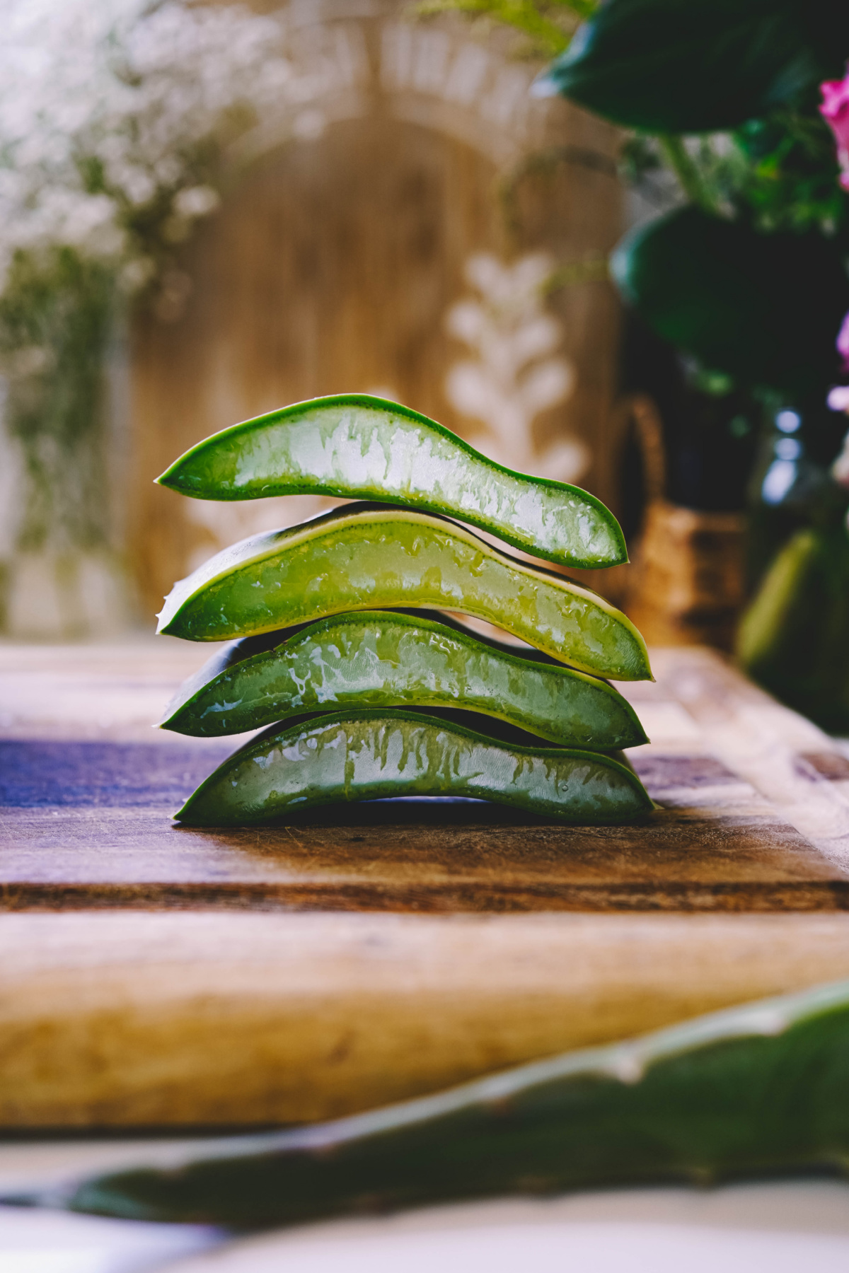 stack of sliced aloe