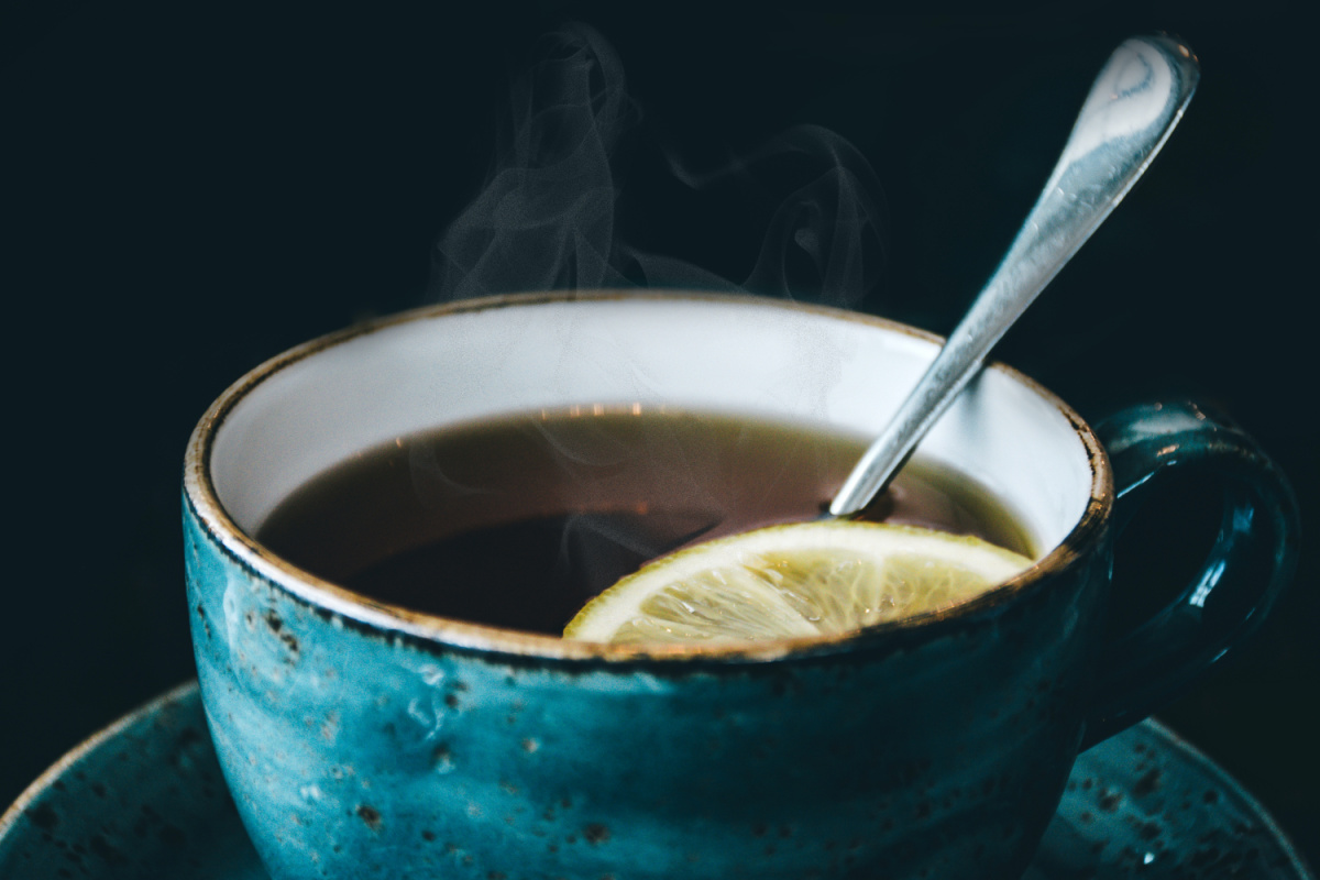cup of herbal tea with lemon