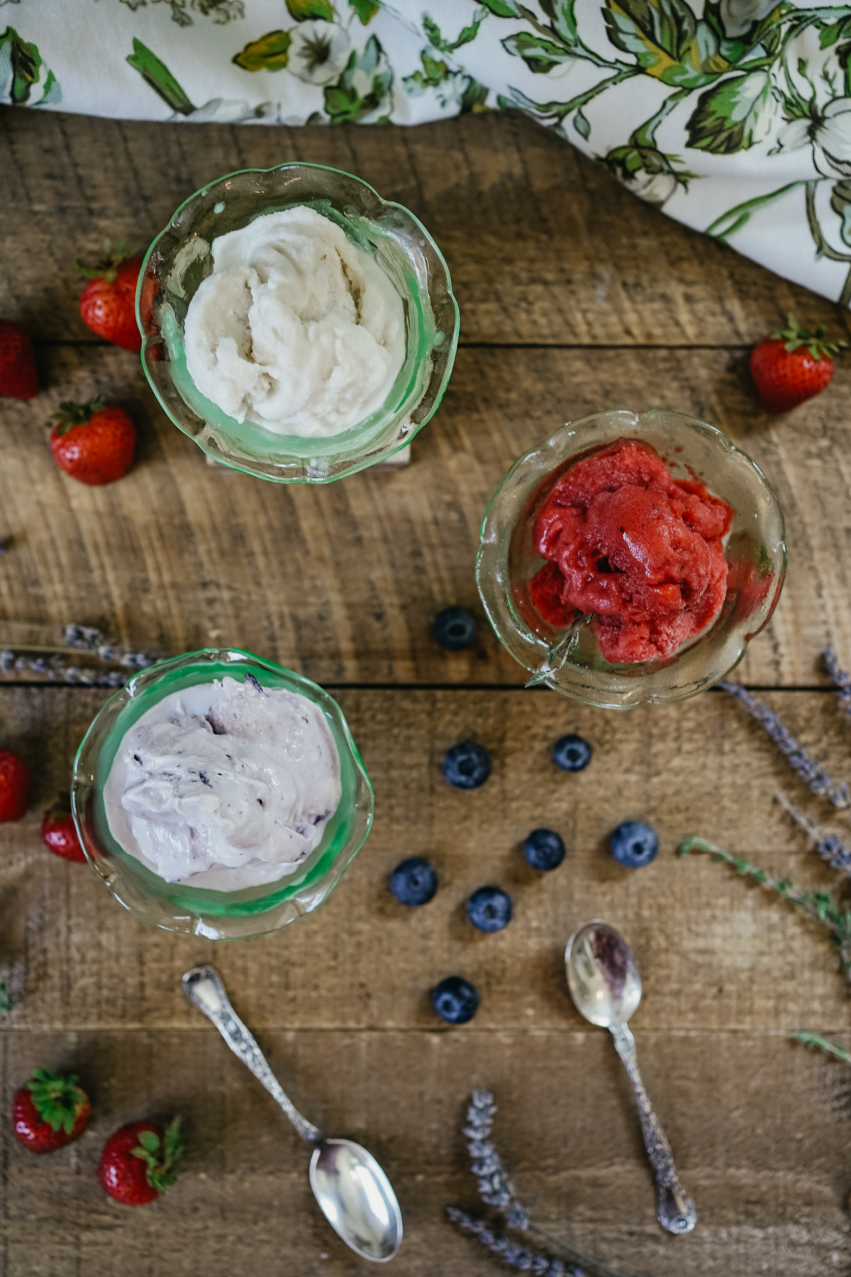 homemade ice cream on wooden table