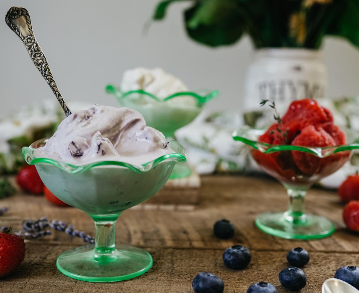 close up of herbal homemade ice cream