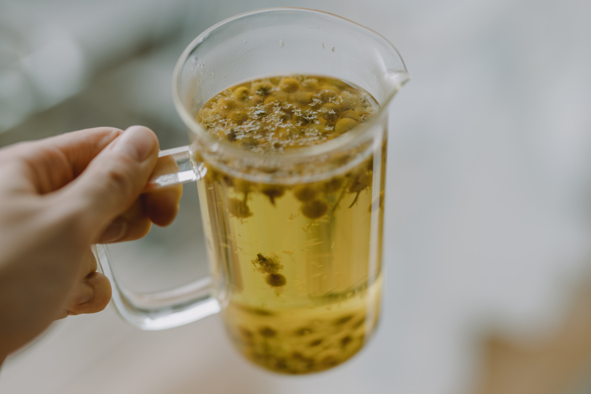 chamomile infusion in a cup