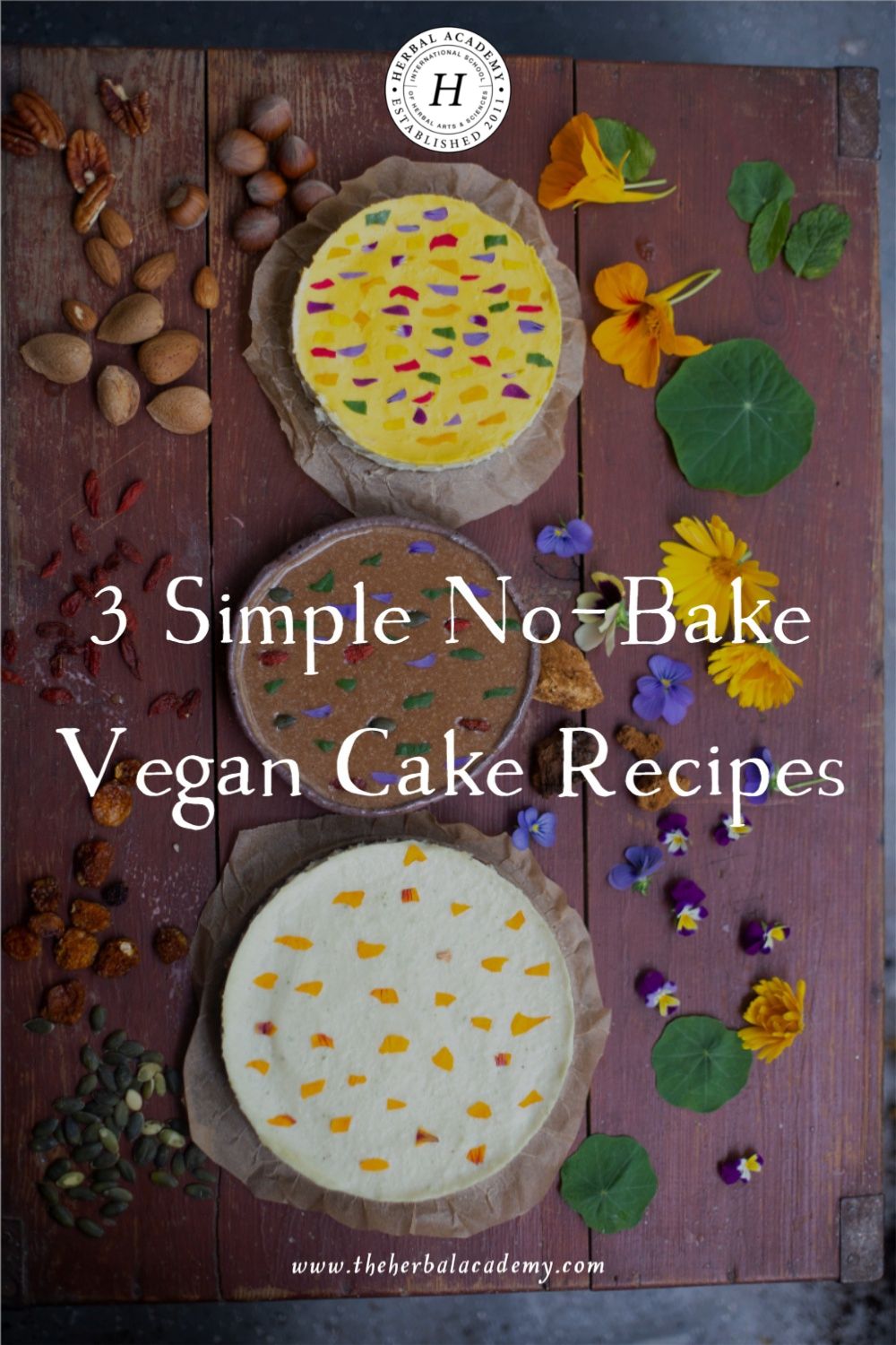 3 Simple No-Bake Vegan Cake Recipes | Herbal Academy | In this post, we share three recipes for gluten-free, dairy-free no-bake vegan cake recipes: mango banana, raw cocoa, and lemon coconut.