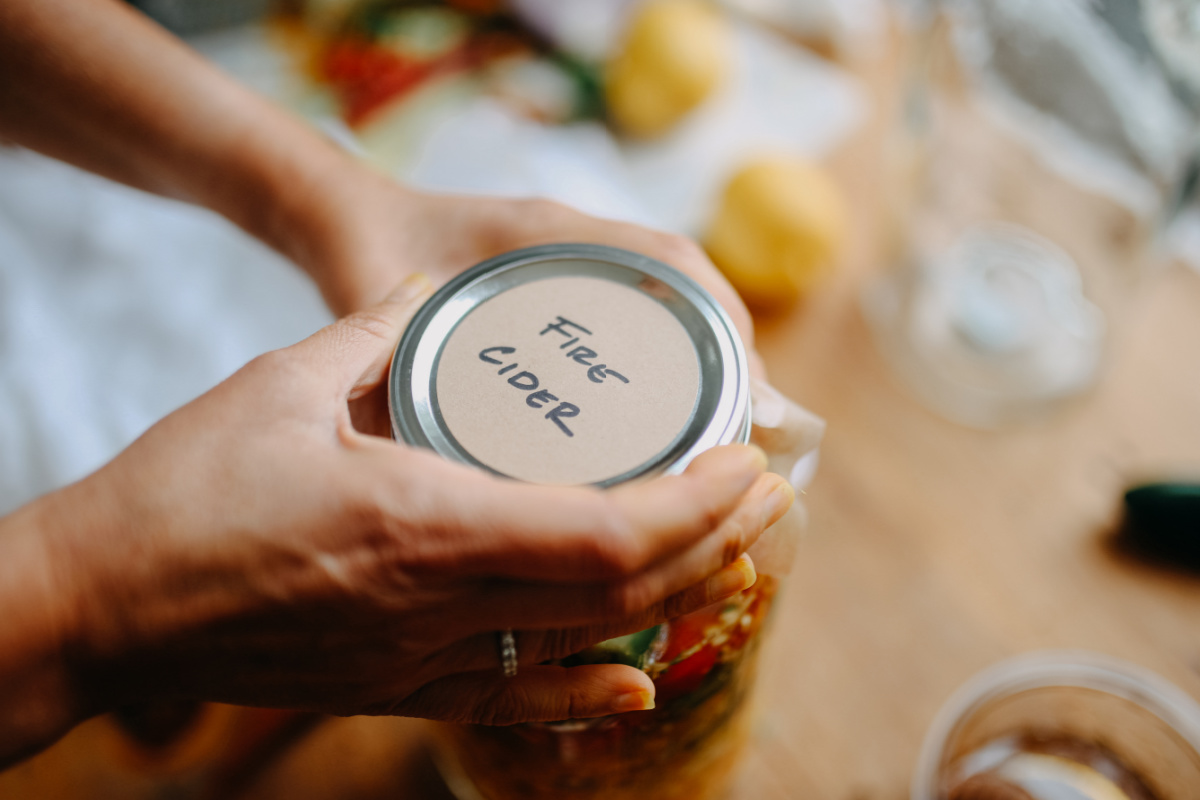 jar with fire cider lid