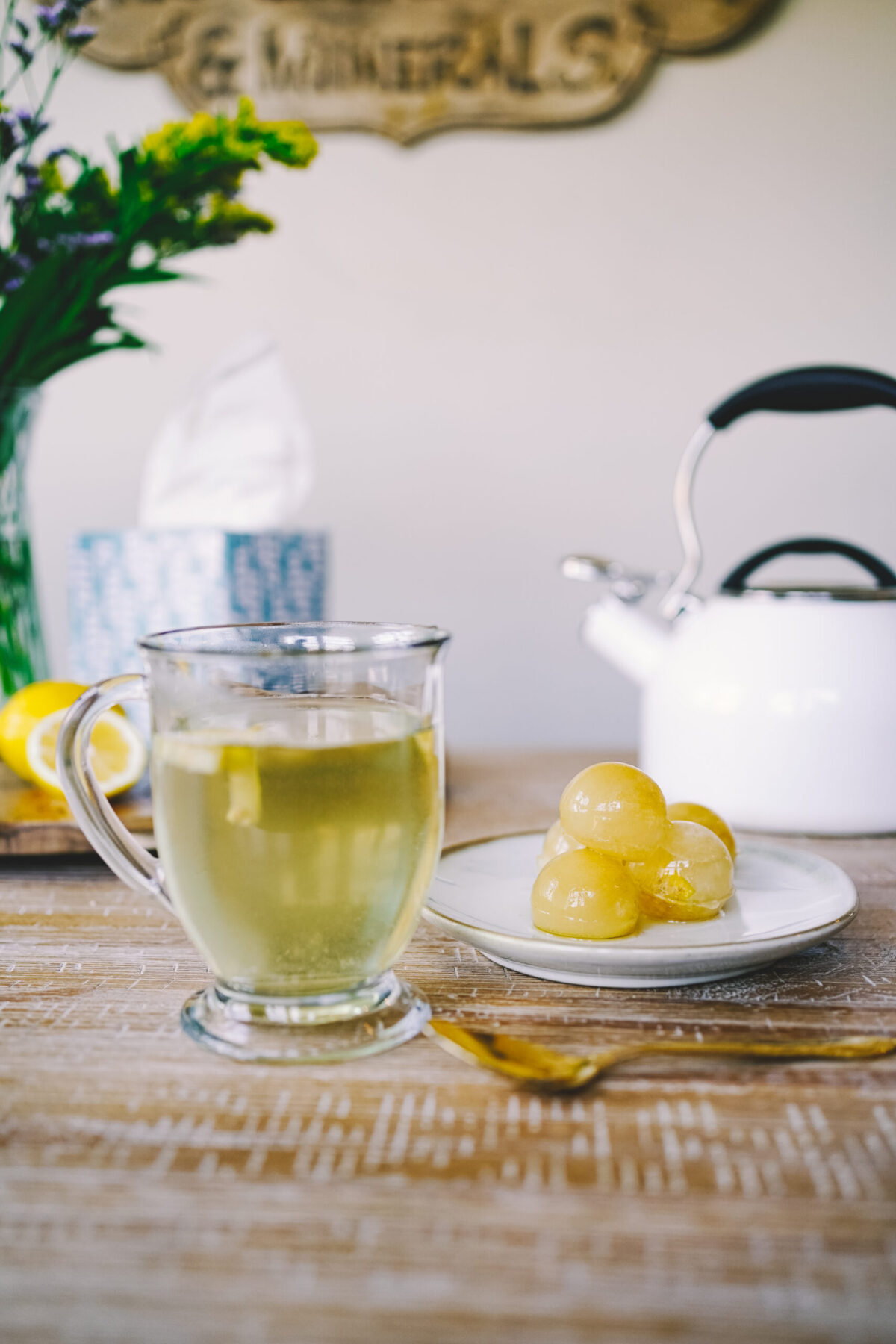 cold and flu bombs on a plate and stirred into a glass