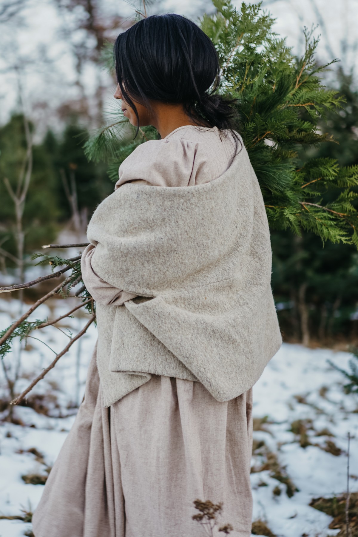 woman foraging fresh greenery