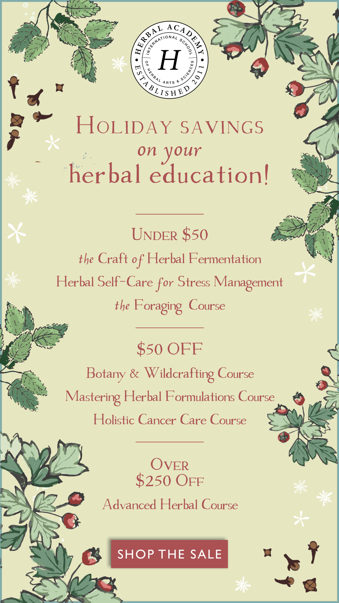 Holiday Savings on your Herbal Education!