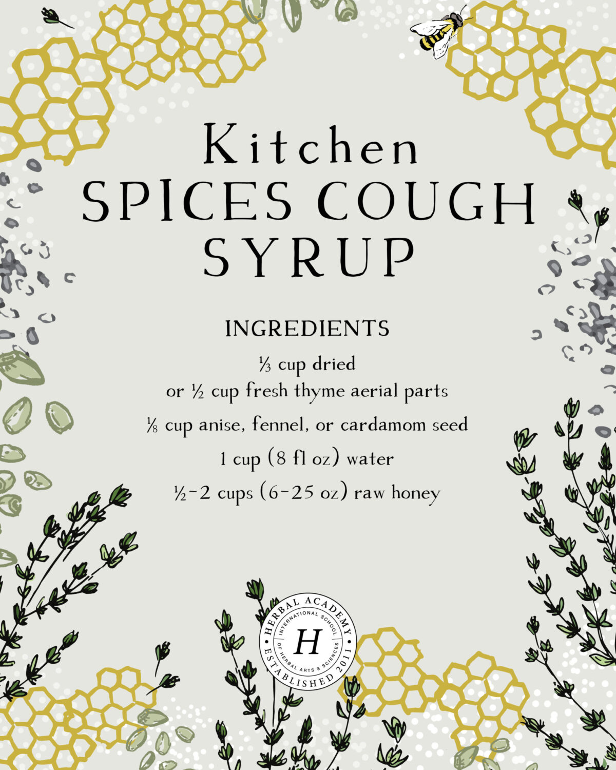 Easy Homemade Kitchen Spices Cough Syrup | Herbal Academy | This Kitchen Spices Cough Syrup recipe can support the resolution of colds, the flu, and other lower and upper respiratory tract infections.