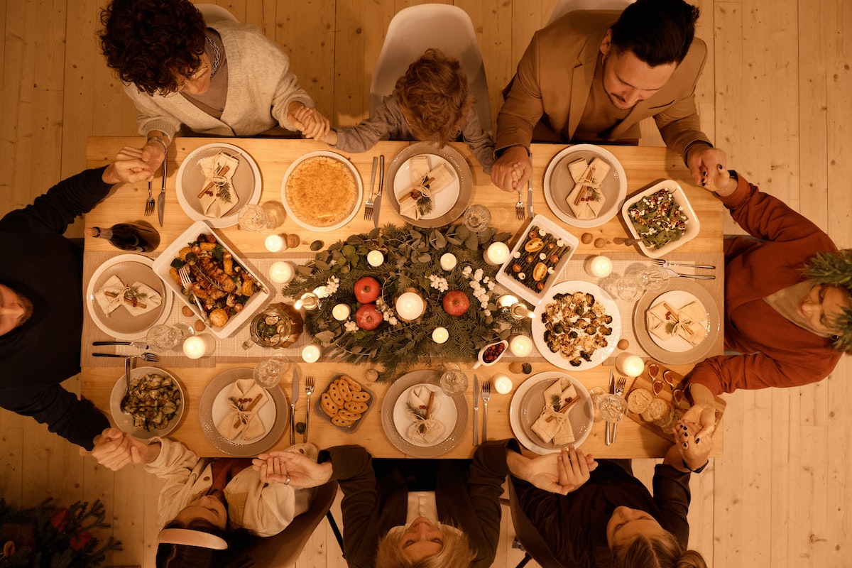 family gathered around a table