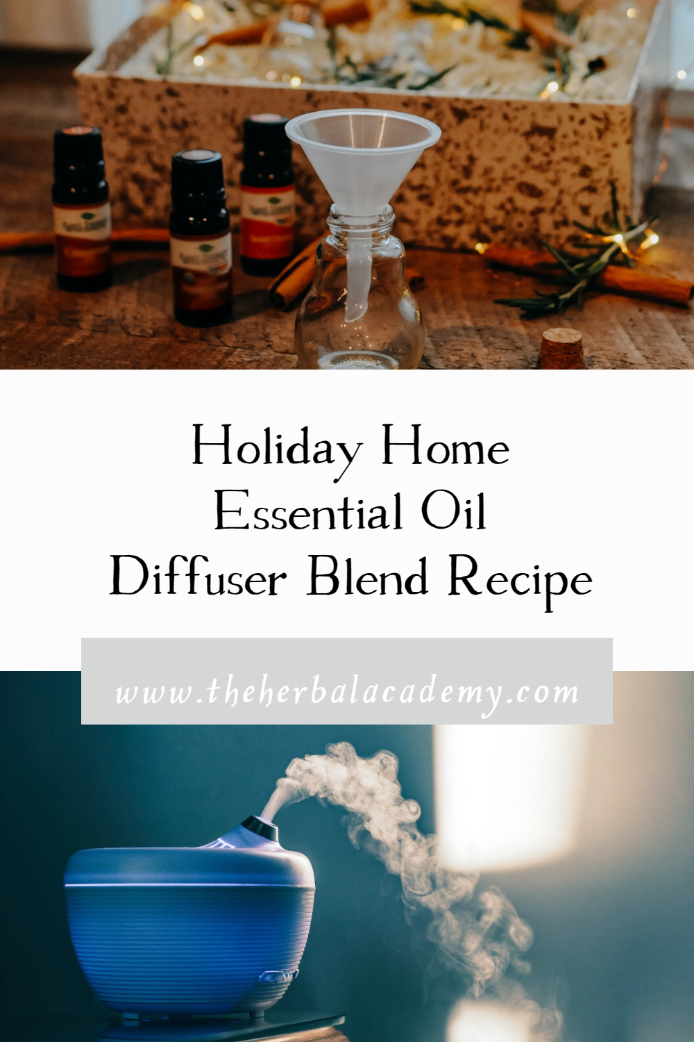 Holiday Home Essential Oil Diffuser Blend Recipe | Herbal Academy | This Holiday Home Diffuser Blend recipe we are sharing is another easy way to make your home smell fantastic and cozy this time of year.