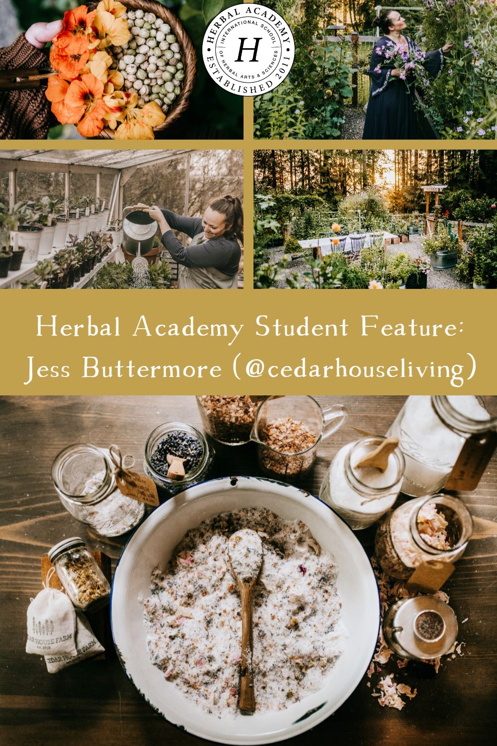 Herbal Academy Student Interview: Jess Buttermore (@cedarhouseliving) | Herbal Academy | We interviewed Jess Buttermore of Cedar House Living, where she shares her gardening and crafting skills, and sells seasonal living items.