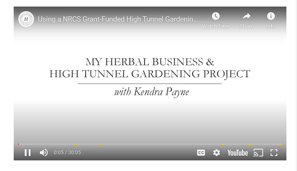 screenshot of high tunnel gardening system video