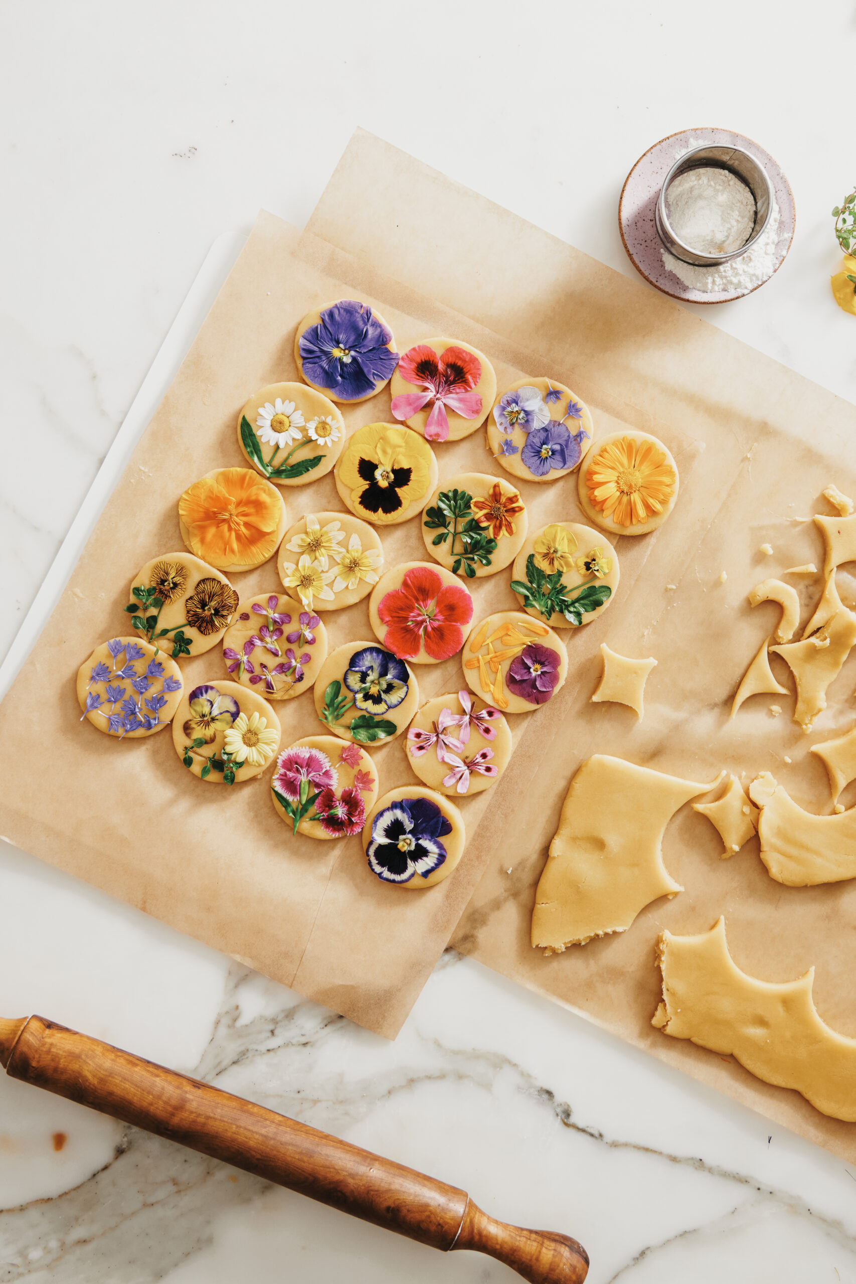 cutting out shortbread cookies