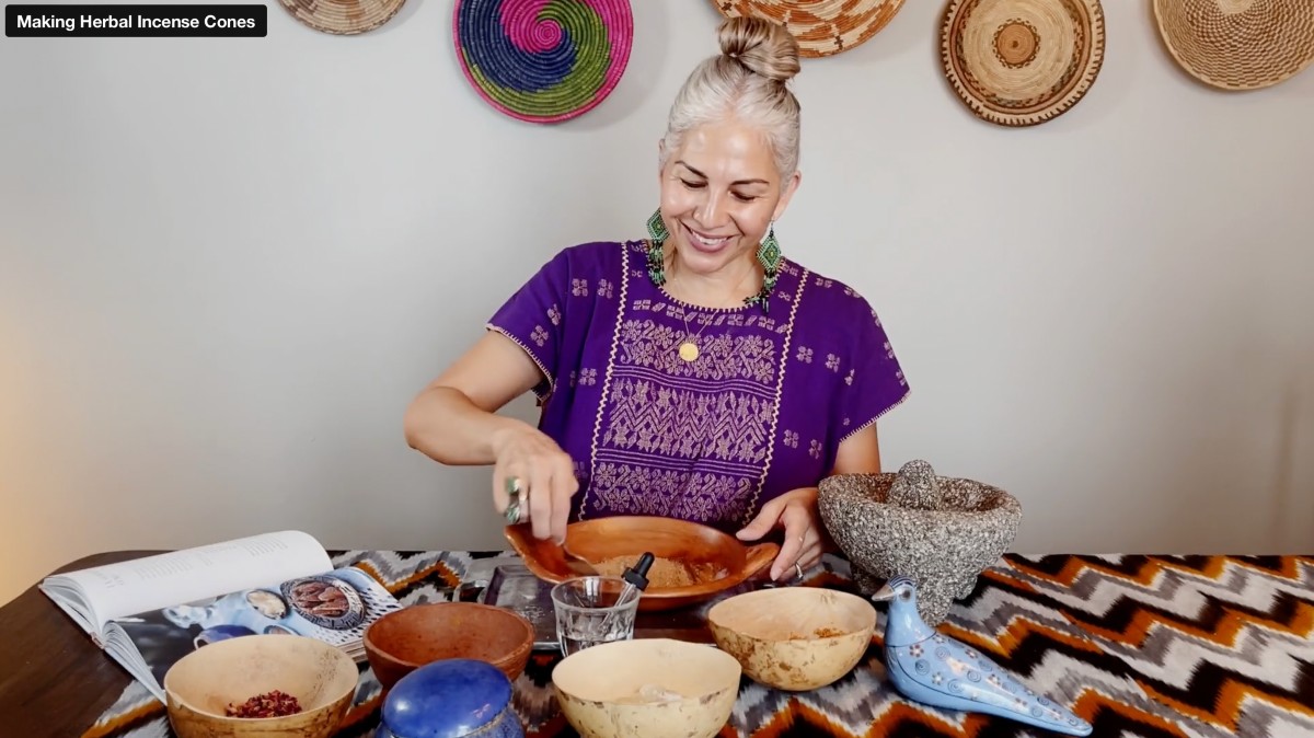 photo of Felicia Ruiz making incense cones