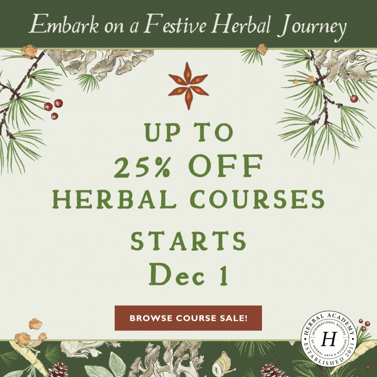 Save up to 25% OFF Herbal Courses! 