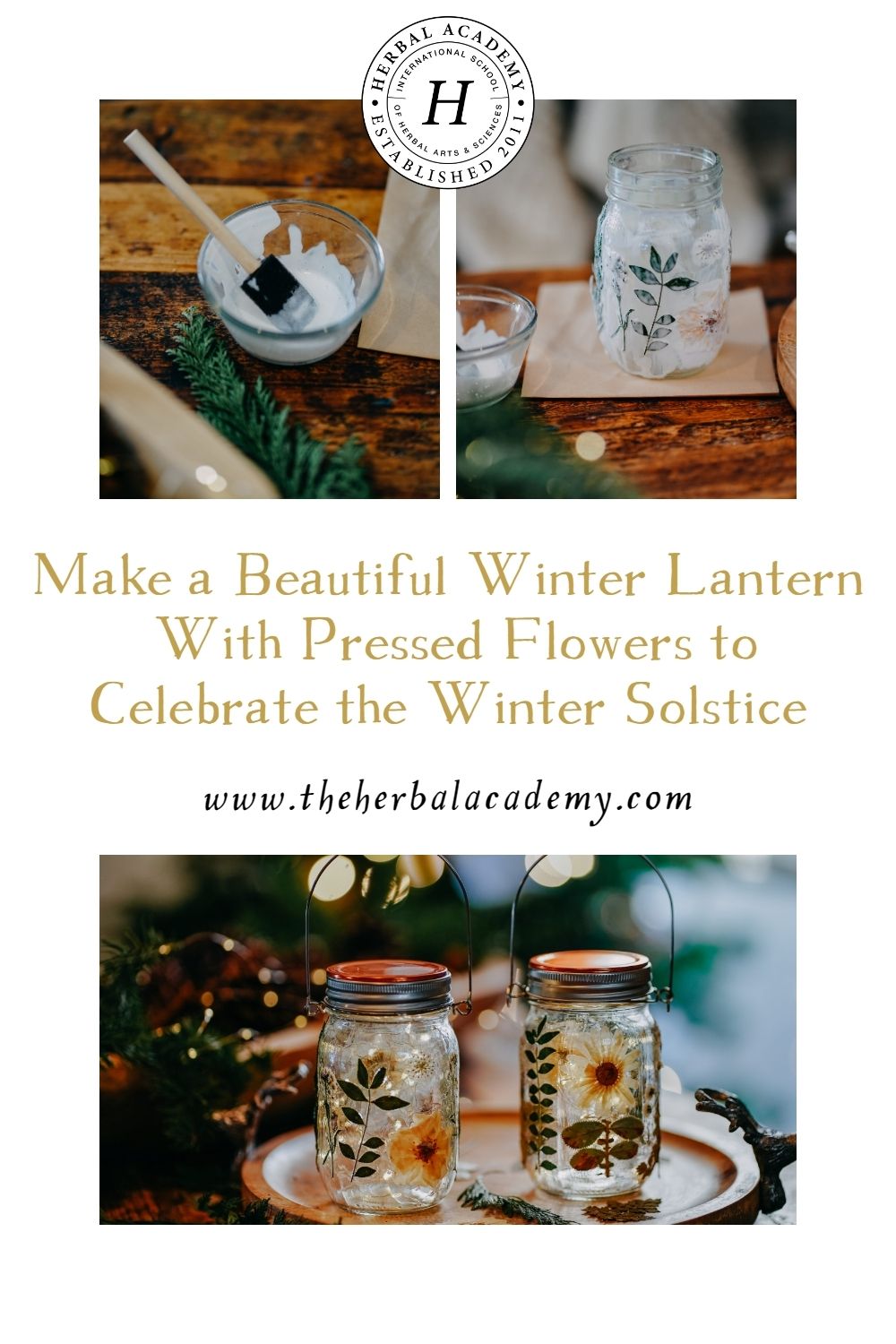 Make a Beautiful Winter Lantern With Pressed Flowers to Celebrate the Winter Solstice | Herbal Academy | Add some beautiful glow and magical ambiance to your winter solstice ritual by creating your very own pressed flower lantern.