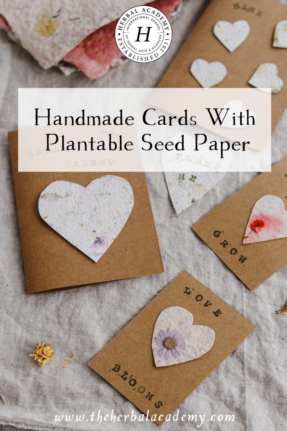 Handmade Cards With Plantable Seed Paper | Herbal Academy | Send greetings with plantable seed paper to demonstrate the beauty of sustainable creativity and make your expressions of love truly unique.