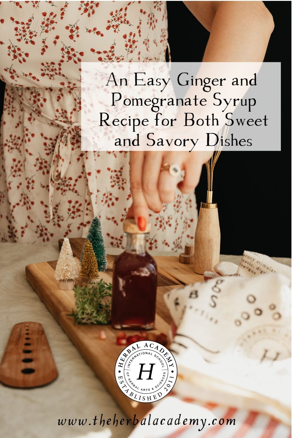 An Easy Ginger and Pomegranate Syrup Recipe for Both Sweet and Savory Dishes | Herbal Academy | We are sharing a ginger and pomegranate syrup recipe with added fresh herbs that will make sweet and savory dishes all the more delicious!