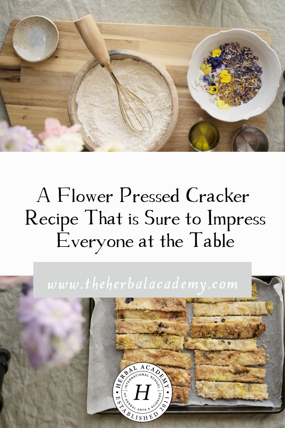 A Flower Pressed Cracker Recipe That is Sure to Impress Everyone at the Table | Herbal Academy | Making these crackers is a fun and creative way to use edible flowers, and the result is a unique and tasty treat that is sure to impress.