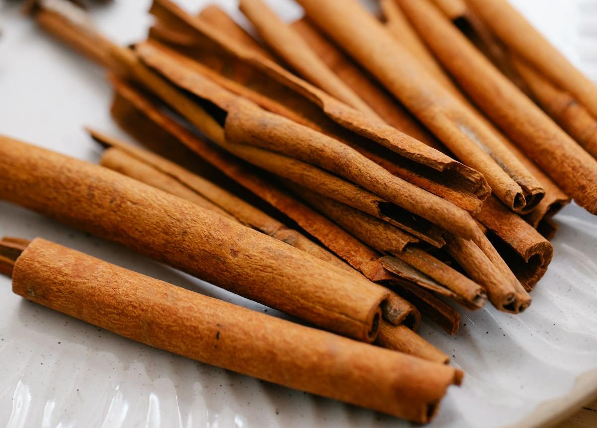 cinnamon bark on a white plate