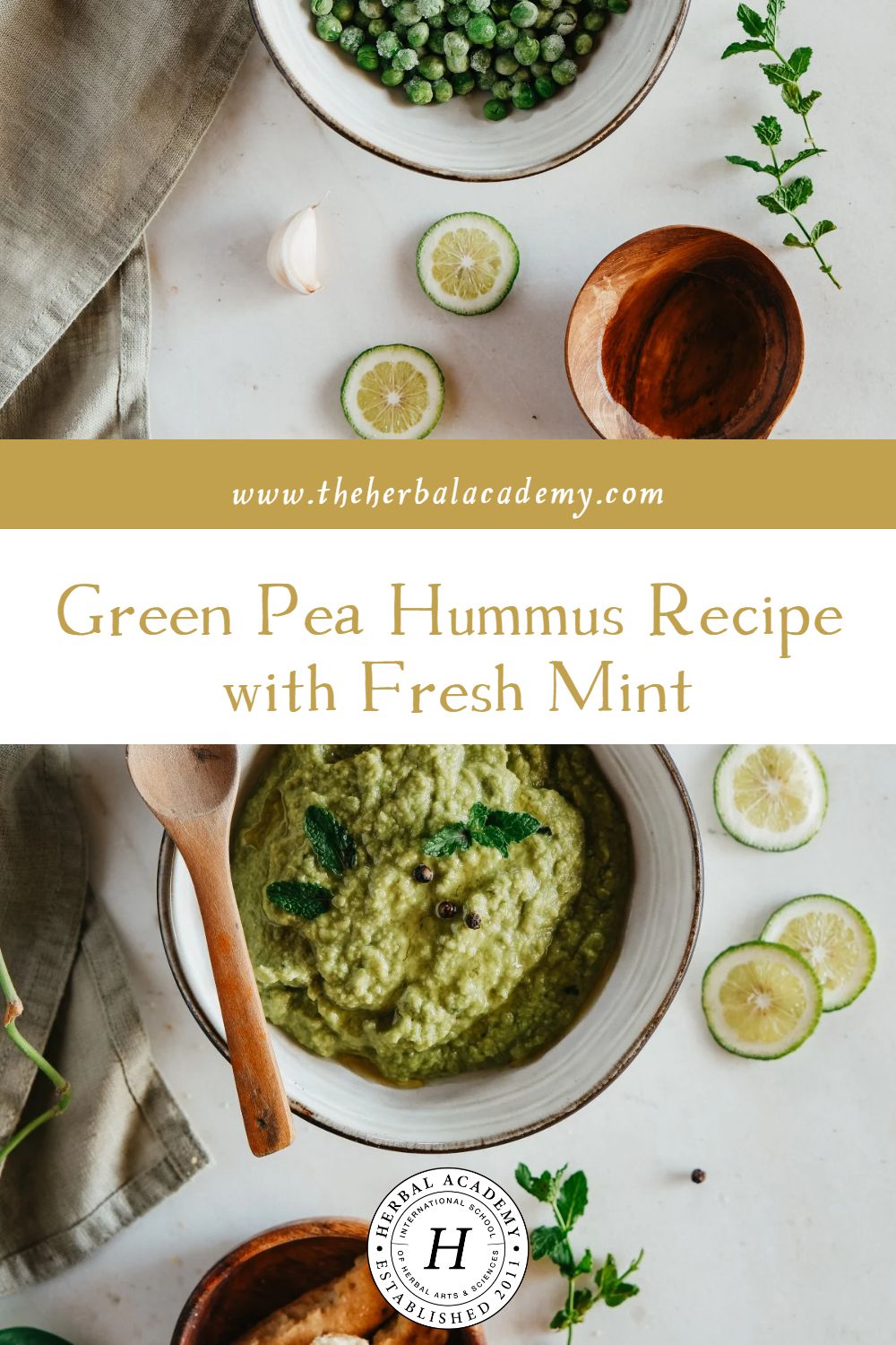 Green Pea Hummus Recipe with Fresh Mint | Herbal Academy | When you feel like doing something creative with your dips and spreads, this green pea hummus offers something tasty and nourishing.