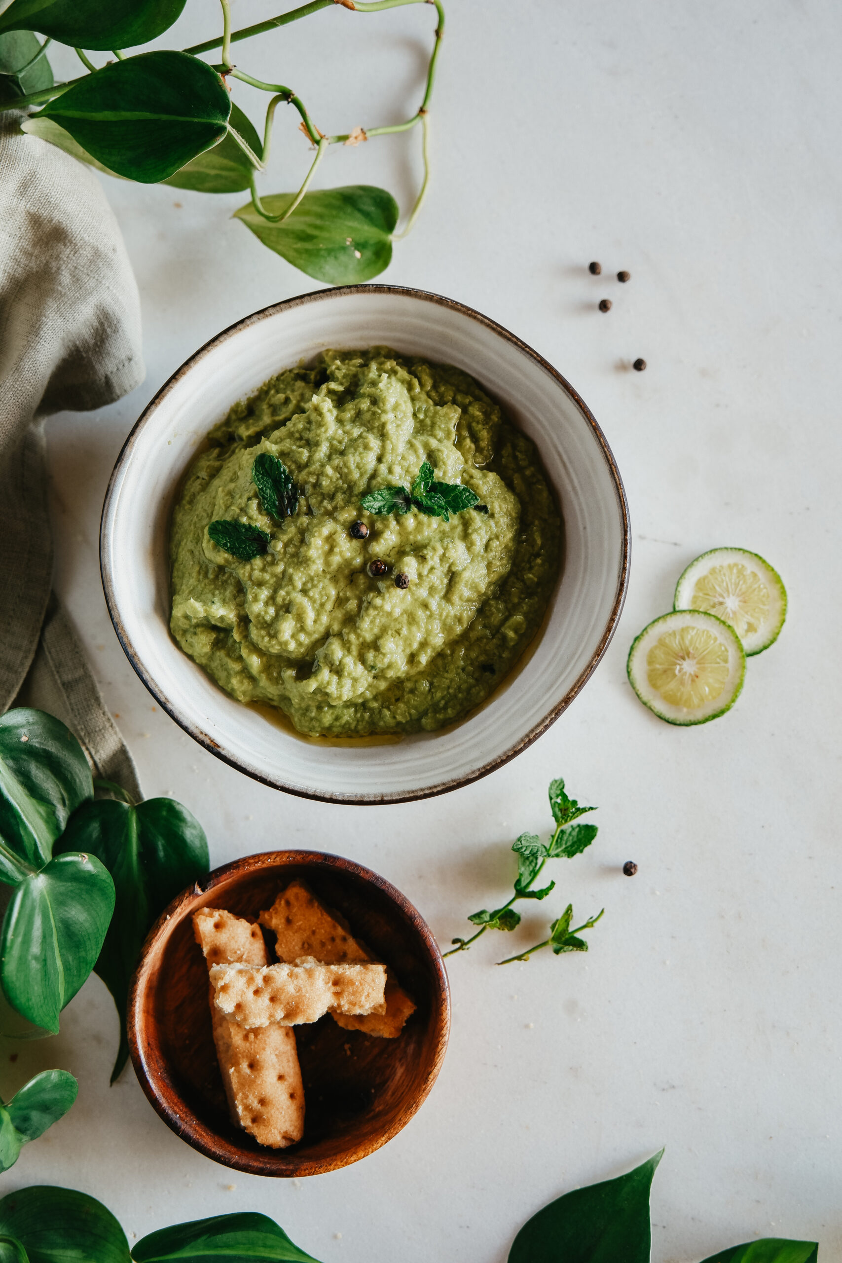 hummus in a glass bowl