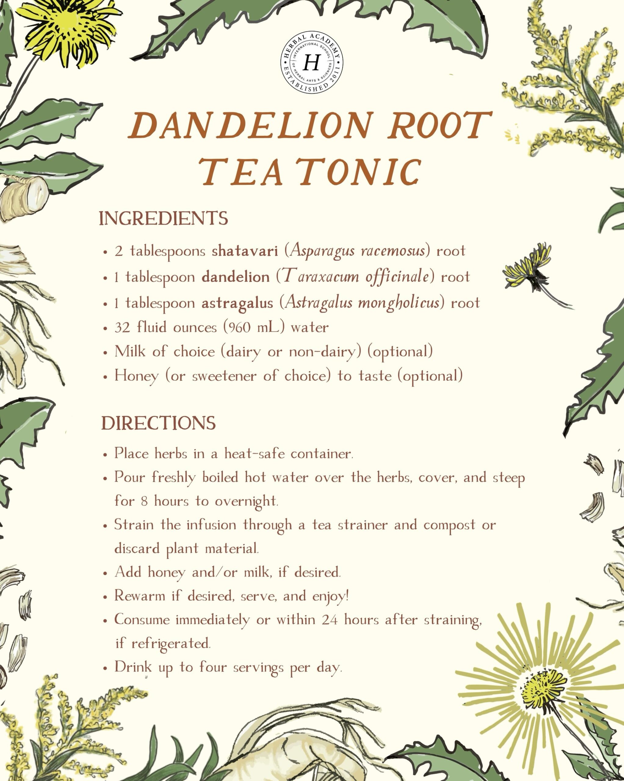 Support your body this autumn with a dandelion root tea tonic, featuring shatavari and astragalus for seasonal balance and wellness.