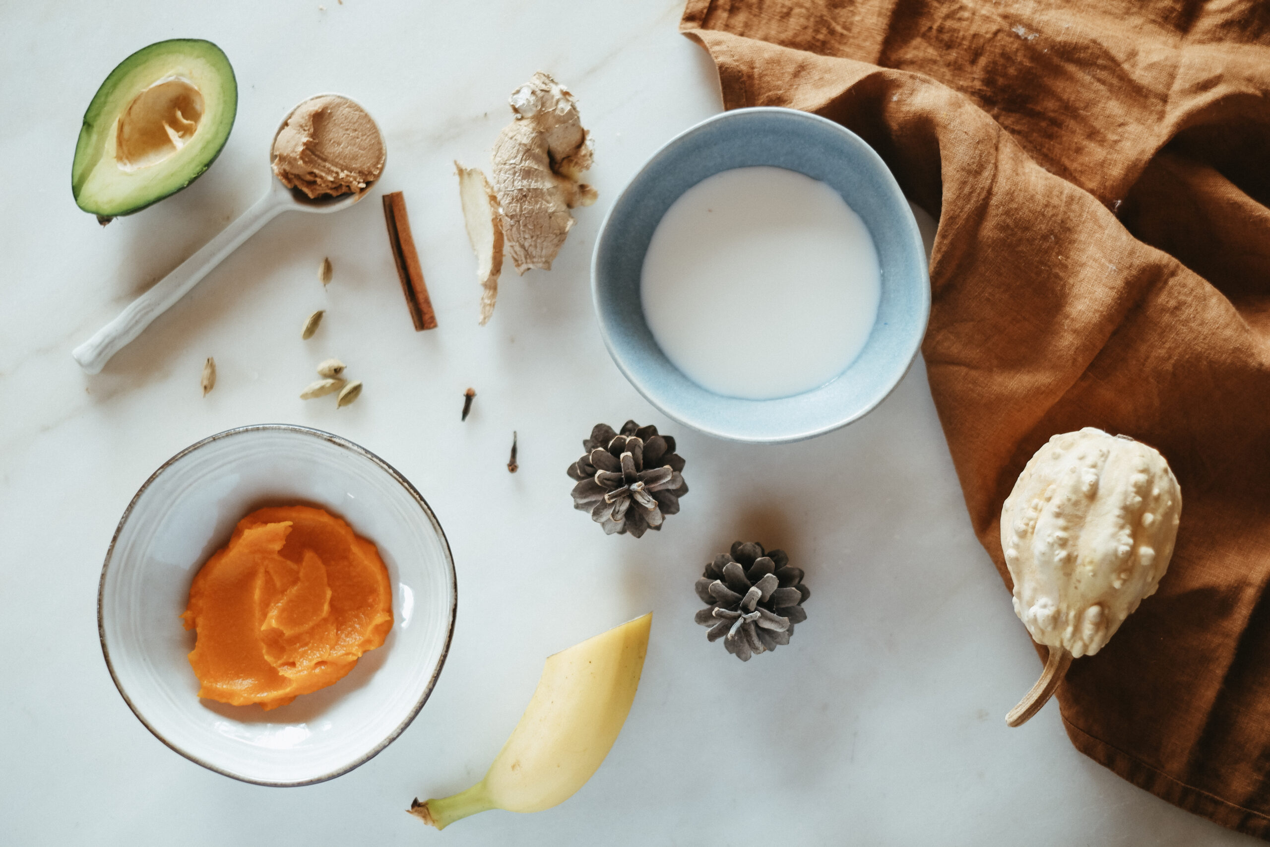 ingredients to make pumpkin spice nice cream