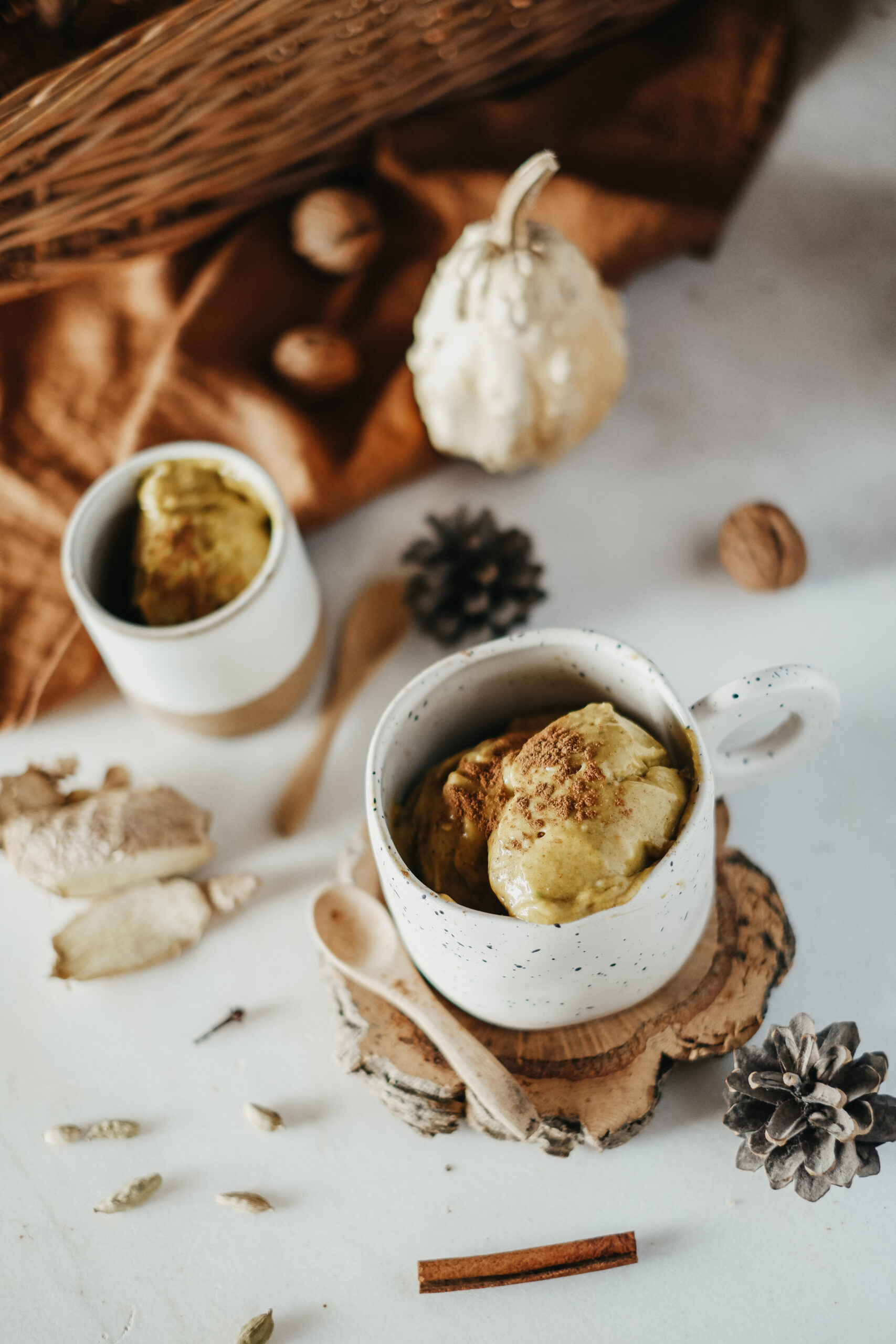 pumpkin spice nice cream in a mug