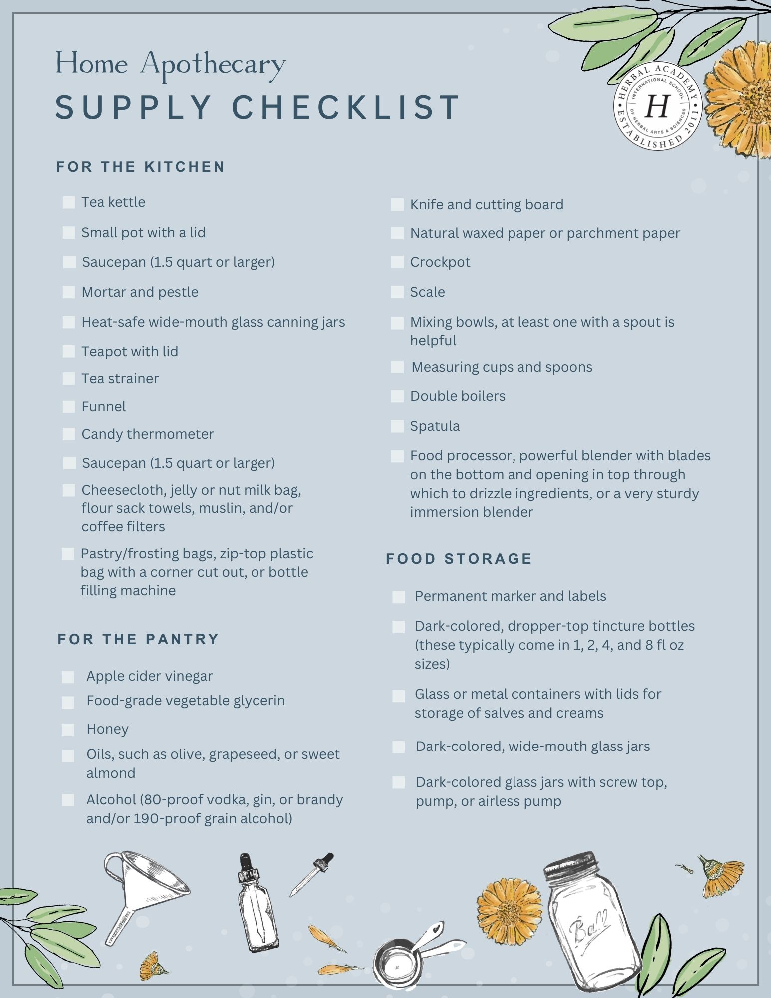 home apothecary checklist graphic