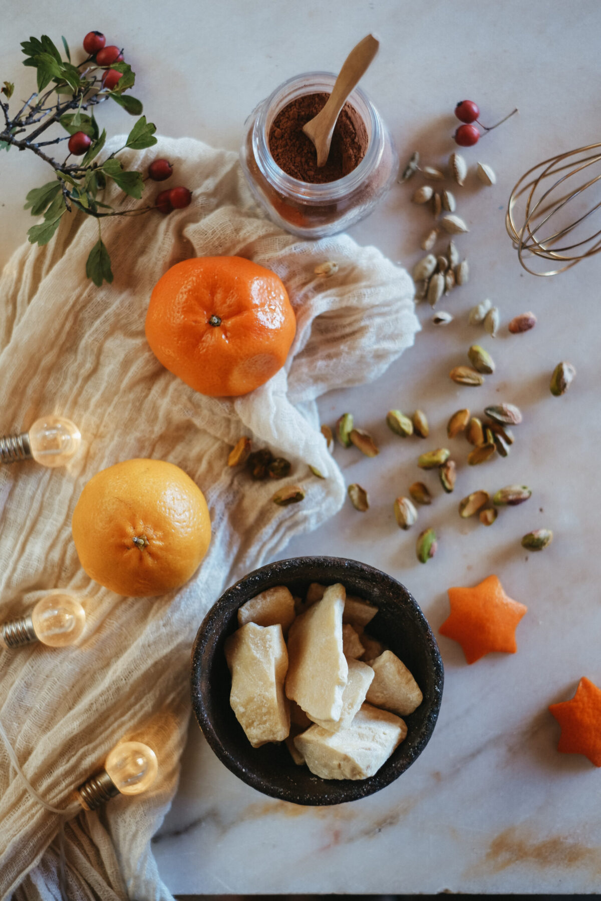 ingredients to make candied chocolate bark