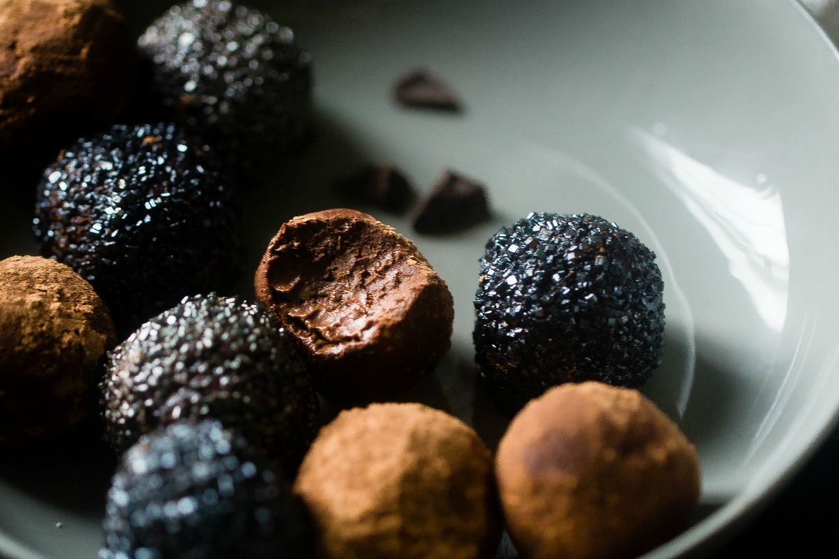 close up of herbal truffles