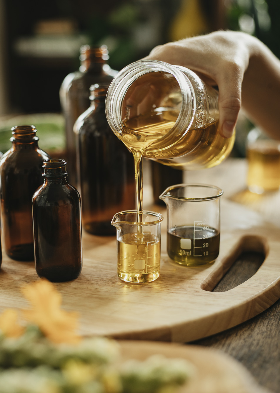 Pouring Oil - Herbal Academy's Herbal Oils Course