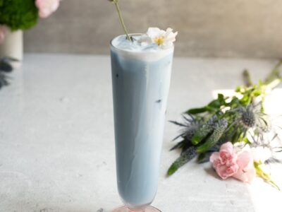 Butterfly Pea Flower Latte with Lavender Rose Cold Foam by Herbal Academy