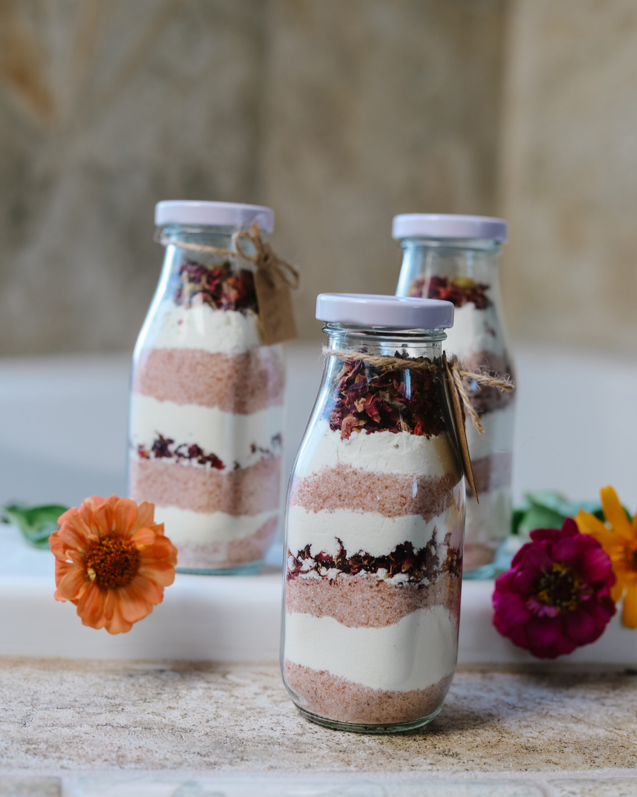 jars with ingredients for a milk bath