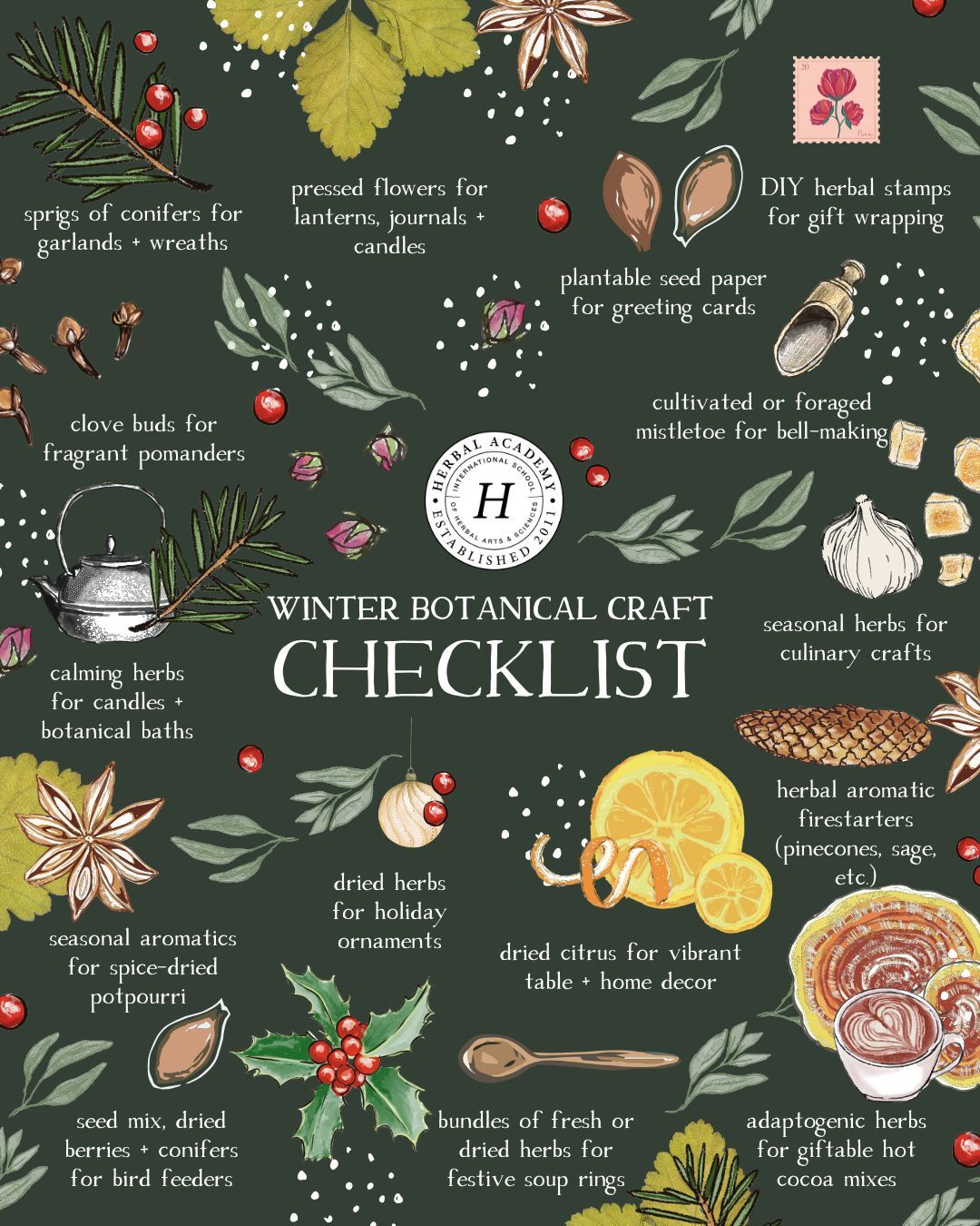 Botanical Craft Checklist for Winter Days graphic