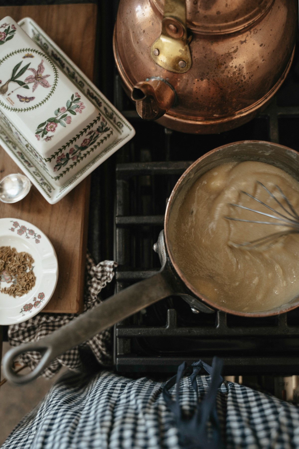Spiced Caramels pan of caramel and caramel ingredients
