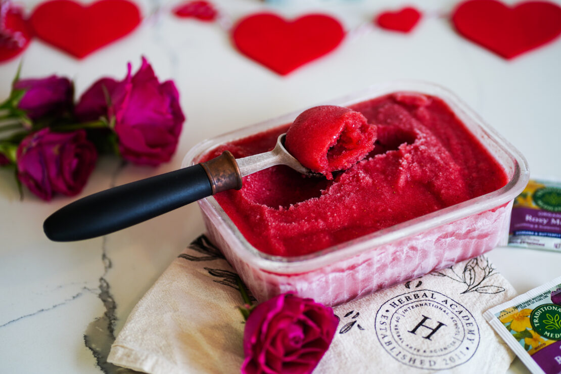 Treat Yourself With This Strawberry Rose Sorbet Float Drink Recipe by Herbal Academy