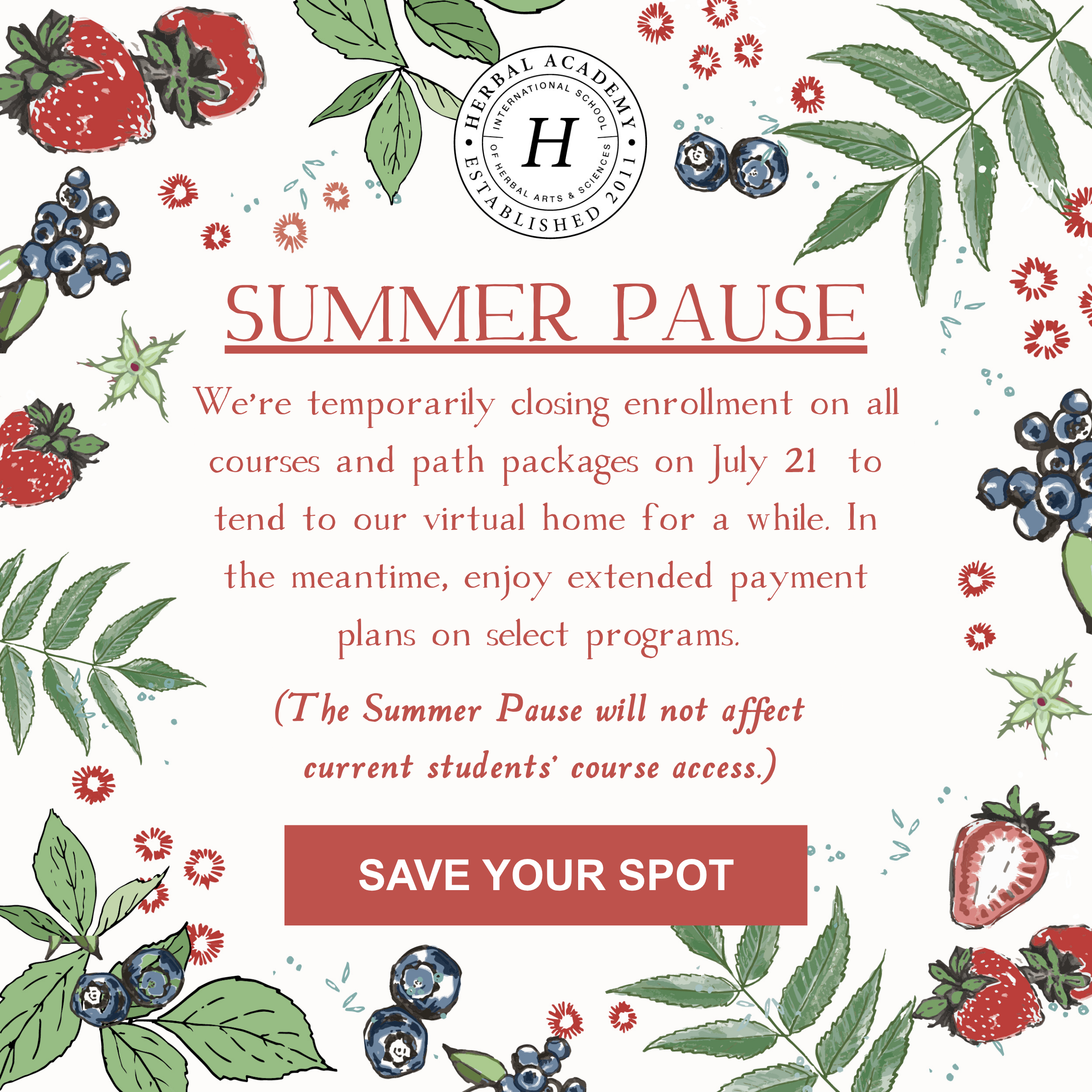 A Summer Pause on Our Herbal Courses by Herbal Academy