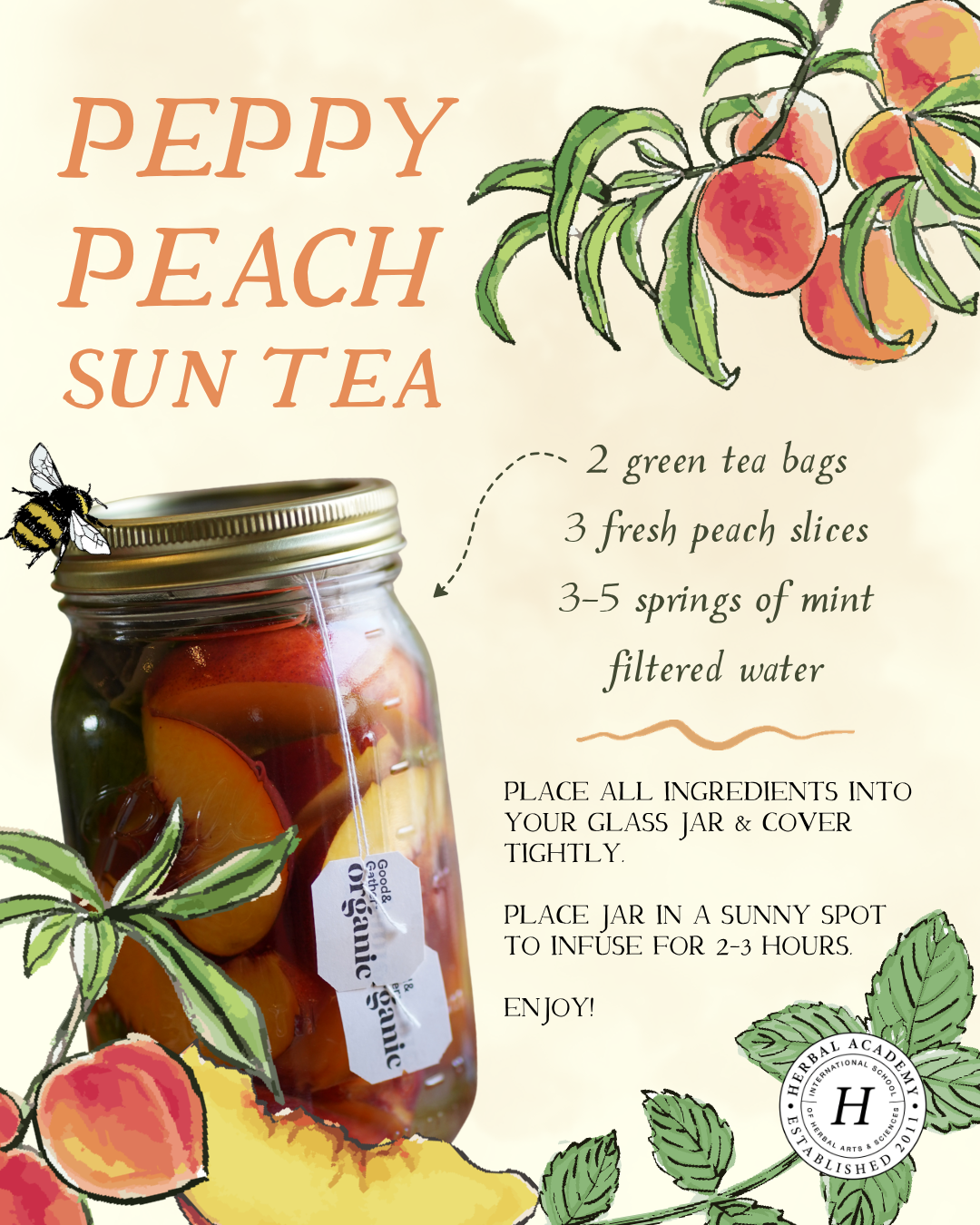 Peppy Peach Tea Recipe graphic