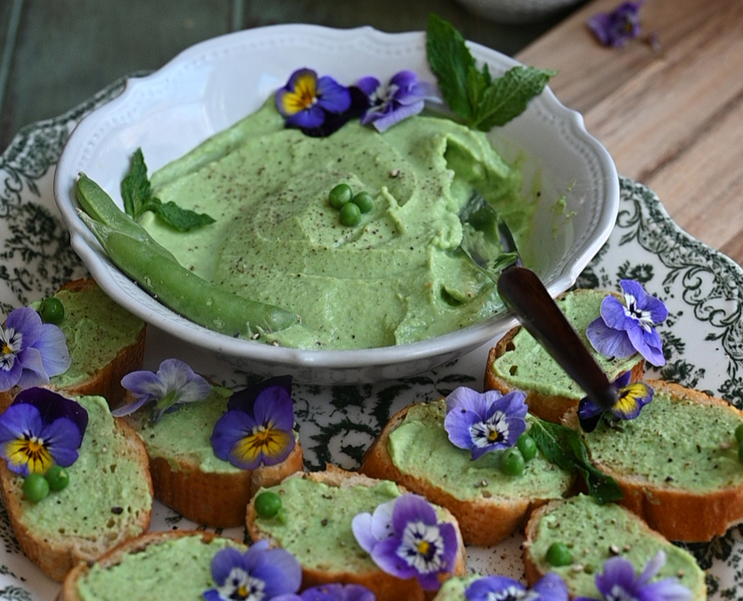 Pea & Mint Crostini Recipe for a High Protein Pick-Me-Up by Herbal Academy