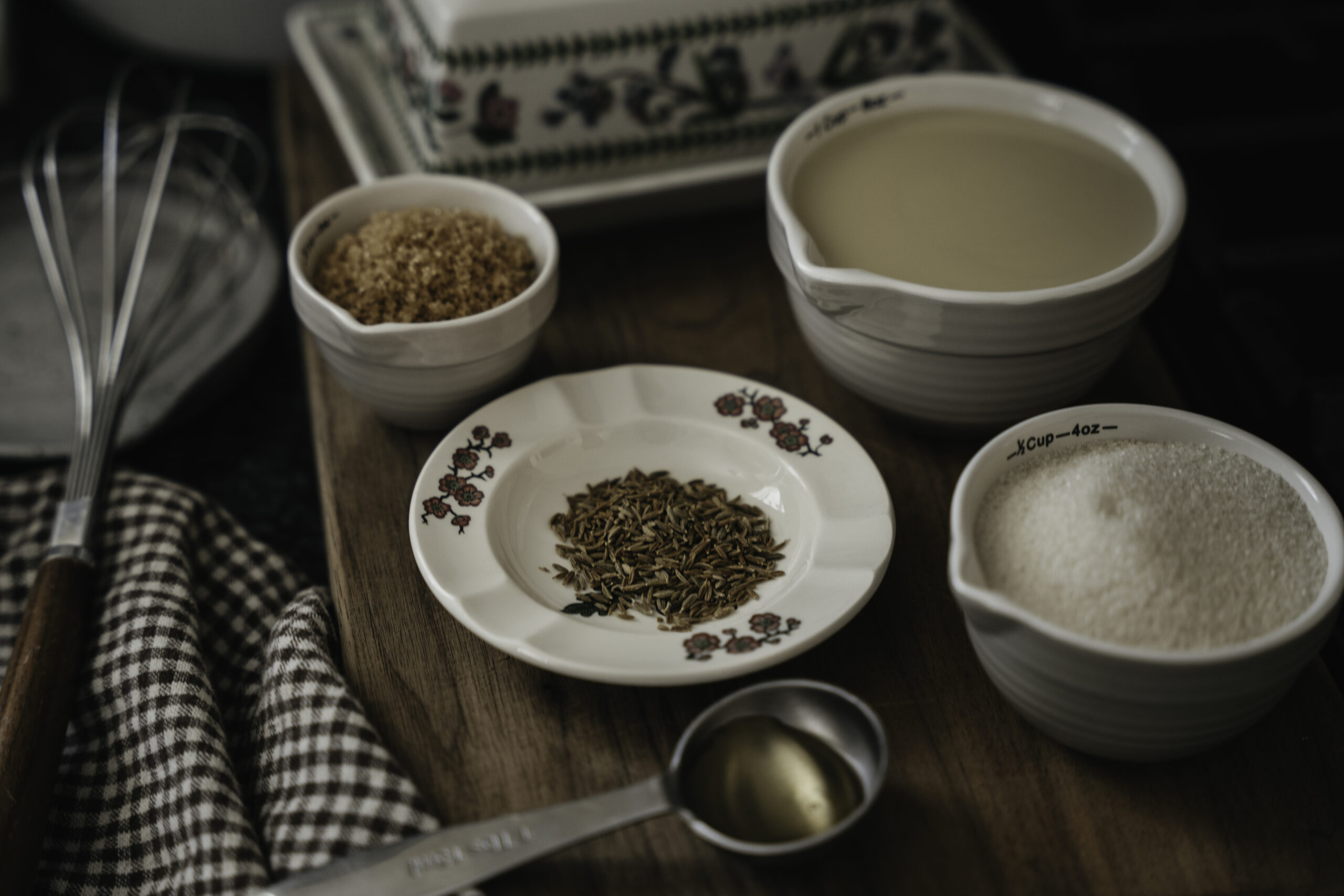 plate on a table with warming herbs to use in a recipe