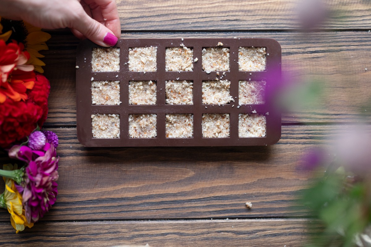 almond candy in a silicone mold